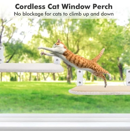 Cordless cat window perch - no ropes blocking the view