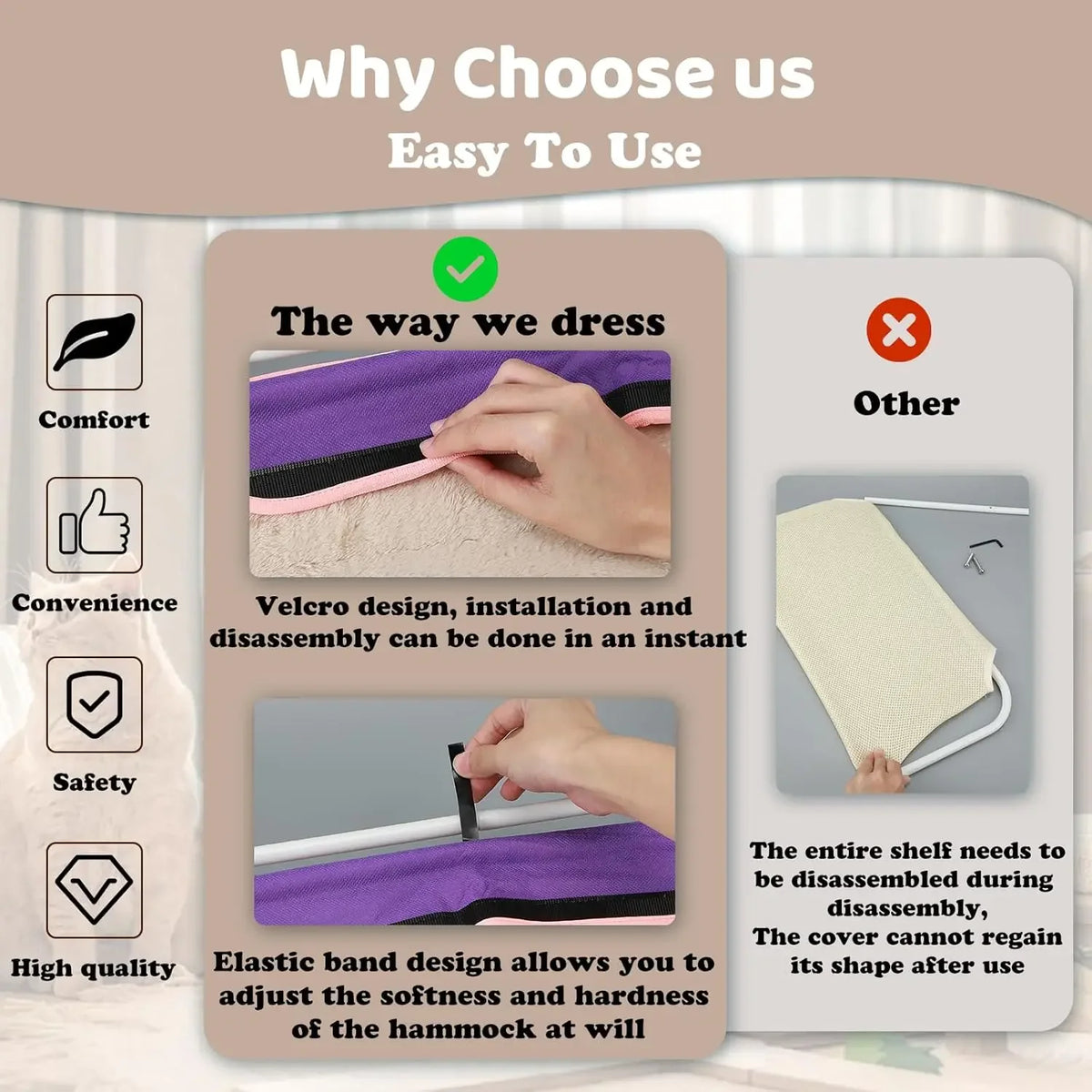 Easy to dress and install cover