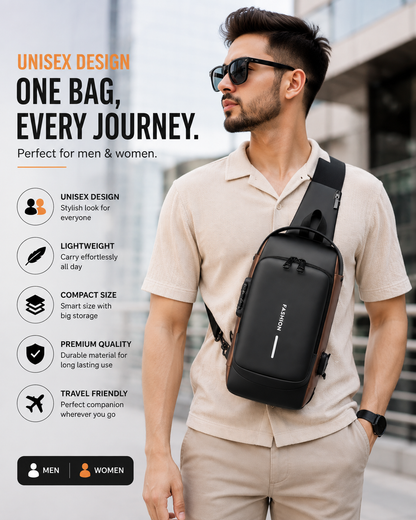 Crossbody Sling Bag for Men Women, Anti-Theft Fashion Chest Bag with Usb Charging Port, Messenger Bags, Waterproof Casual Shoulder Bag