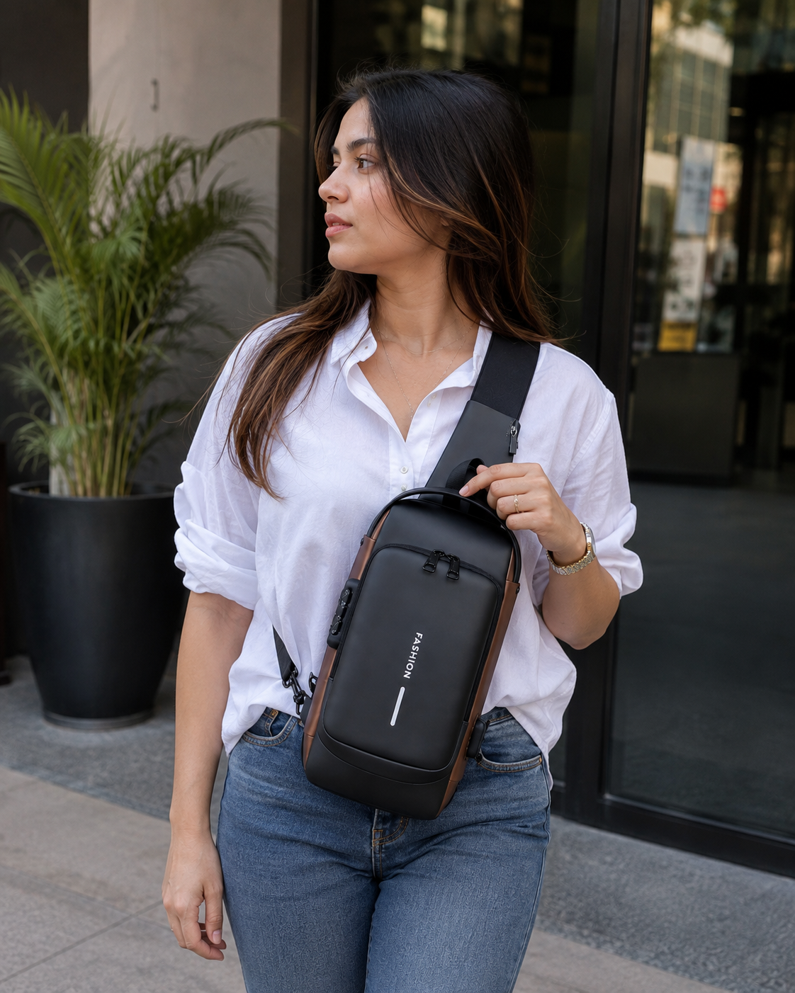 Crossbody Sling Bag for Men Women, Anti-Theft Fashion Chest Bag with Usb Charging Port, Messenger Bags, Waterproof Casual Shoulder Bag