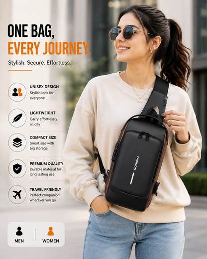 Crossbody Sling Bag for Men Women, Anti-Theft Fashion Chest Bag with Usb Charging Port, Messenger Bags, Waterproof Casual Shoulder Bag