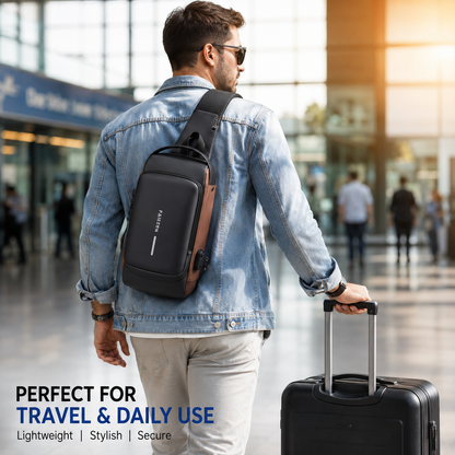 Crossbody Sling Bag for Men Women, Anti-Theft Fashion Chest Bag with Usb Charging Port, Messenger Bags, Waterproof Casual Shoulder Bag