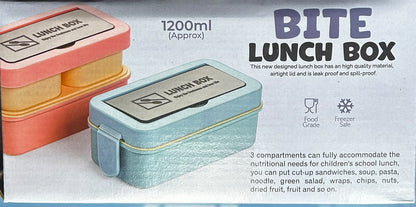 1200ml 3-Compartment Leak-Proof Lunch Box with Spoons