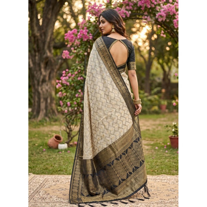 Generic Women's Cotton Printed Saree With Unstitched Blouse 5.5Mtr (Multicolor)