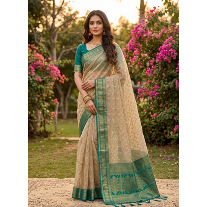 Generic Women's Cotton Printed Saree With Unstitched Blouse 5.5Mtr (Multicolor)