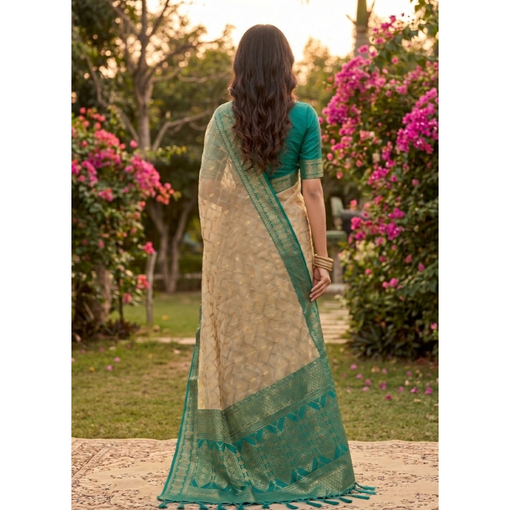Generic Women's Cotton Printed Saree With Unstitched Blouse 5.5Mtr (Multicolor)