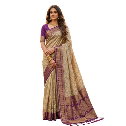 Generic Women's Cotton Printed Saree With Unstitched Blouse 5.5Mtr (Multicolor)