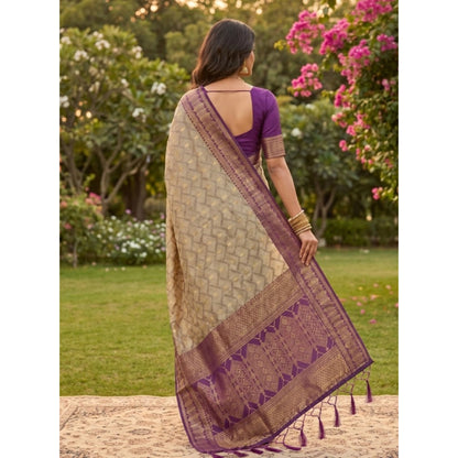 Generic Women's Cotton Printed Saree With Unstitched Blouse 5.5Mtr (Multicolor)
