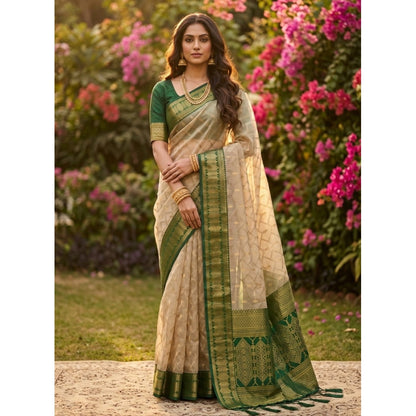 Generic Women's Cotton Printed Saree With Unstitched Blouse 5.5Mtr (Multicolor)