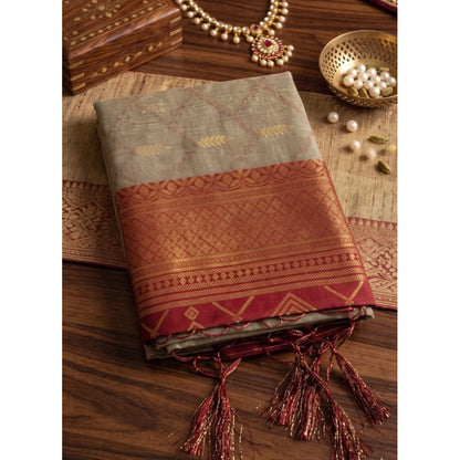 Generic Women's Cotton Printed Saree With Unstitched Blouse 5.5Mtr (Multicolor)