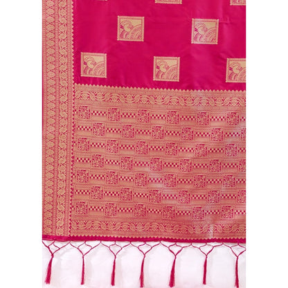 Generic Women's Silk Blend Printed Saree With Unstitched Blouse 5.5Mtr (Magenta)