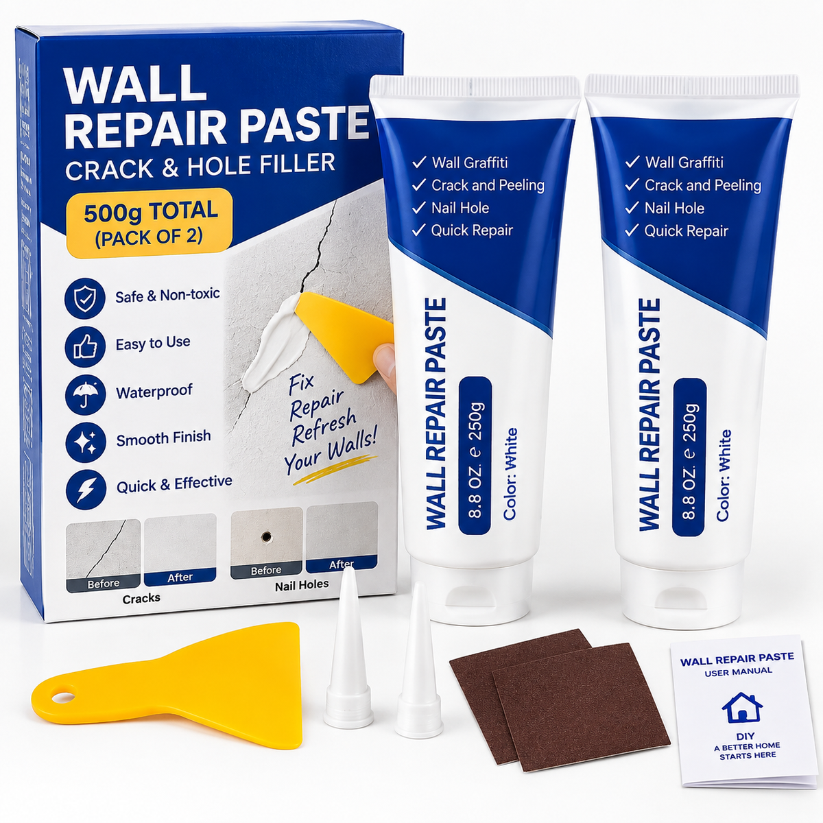 Wall Repair Paste – 500g (Pack of 2) | Crack & Hole Filler
