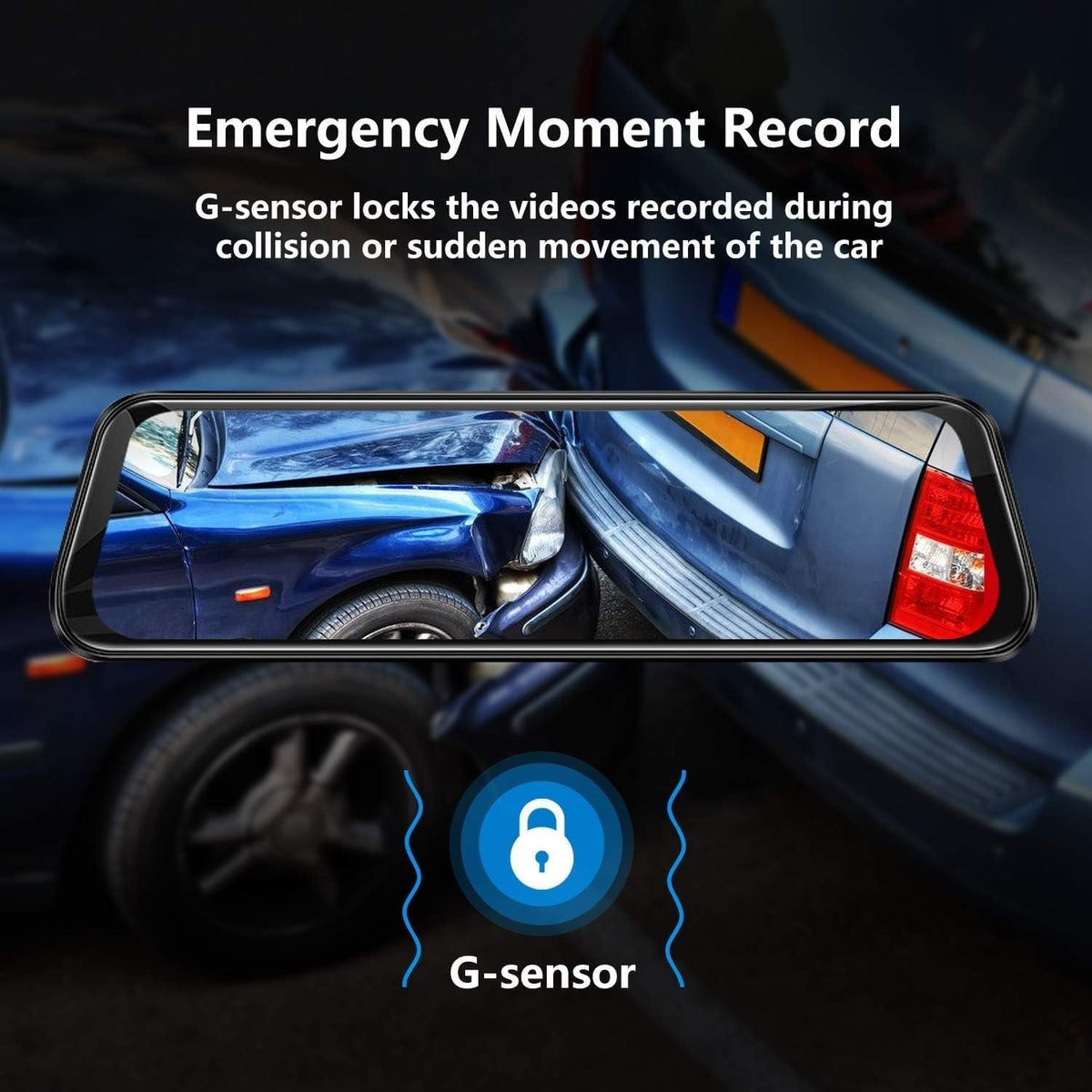 G-sensor emergency recording lock on collision