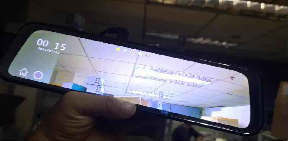 Real photo - dash cam mirror screen